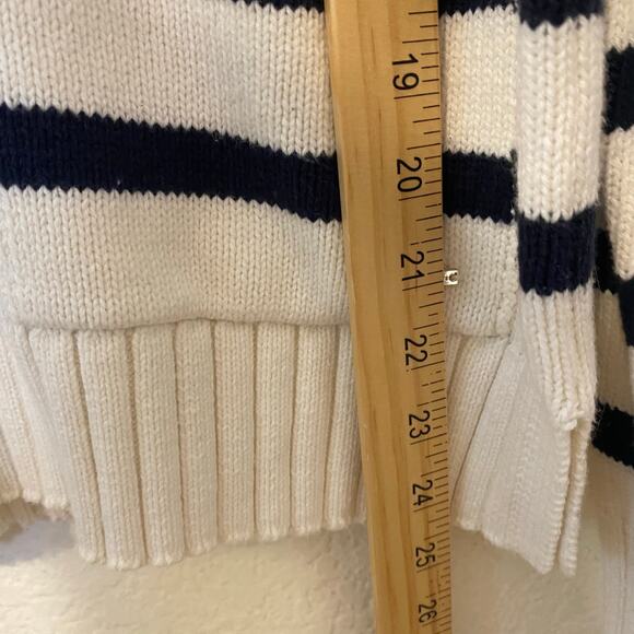 Holly Whyte Lindex Cream & Navy Blue Striped Nautical Fisherman Knit Sweater Lg - Picture 5 of 7